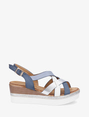 Sandalias de cuña con correas cruzadas - Azul
