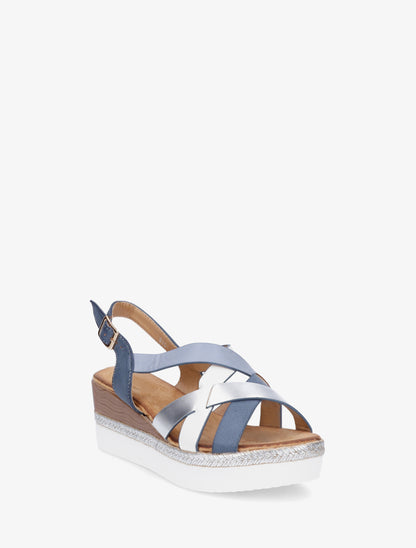 Sandalias de cuña con correas cruzadas - Azul
