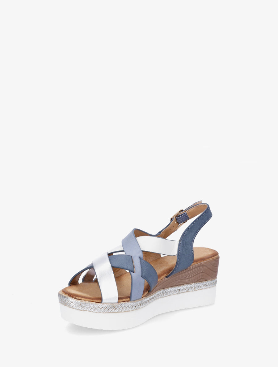 Sandalias de cuña con correas cruzadas - Azul