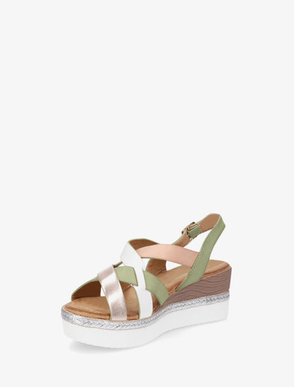 Sandalias de cuña con correas cruzadas - Caqui