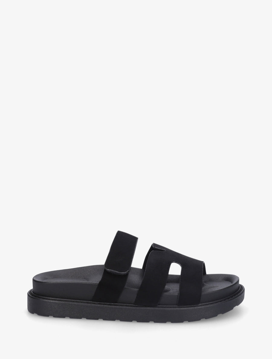 Sandalias de gamuza con cierre de velcro - Negro