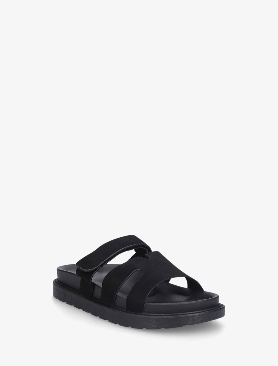 Sandalias de gamuza con cierre de velcro - Negro