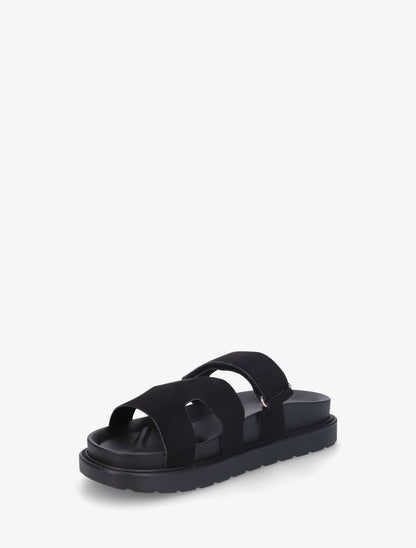 Sandalias de gamuza con cierre de velcro - Negro
