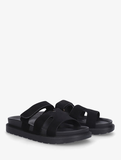 Sandalias de gamuza con cierre de velcro - Negro