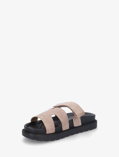 Sandalias de gamuza con cierre de velcro - Topo
