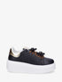Sneakers à motif ajouré et contrefort nacré - Noir - 1