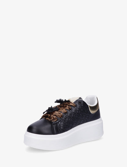 Sneakers à motif ajouré et contrefort nacré - Noir - 3
