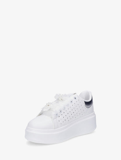 Sneakers à motif ajouré et contrefort nacré - Argent - 3