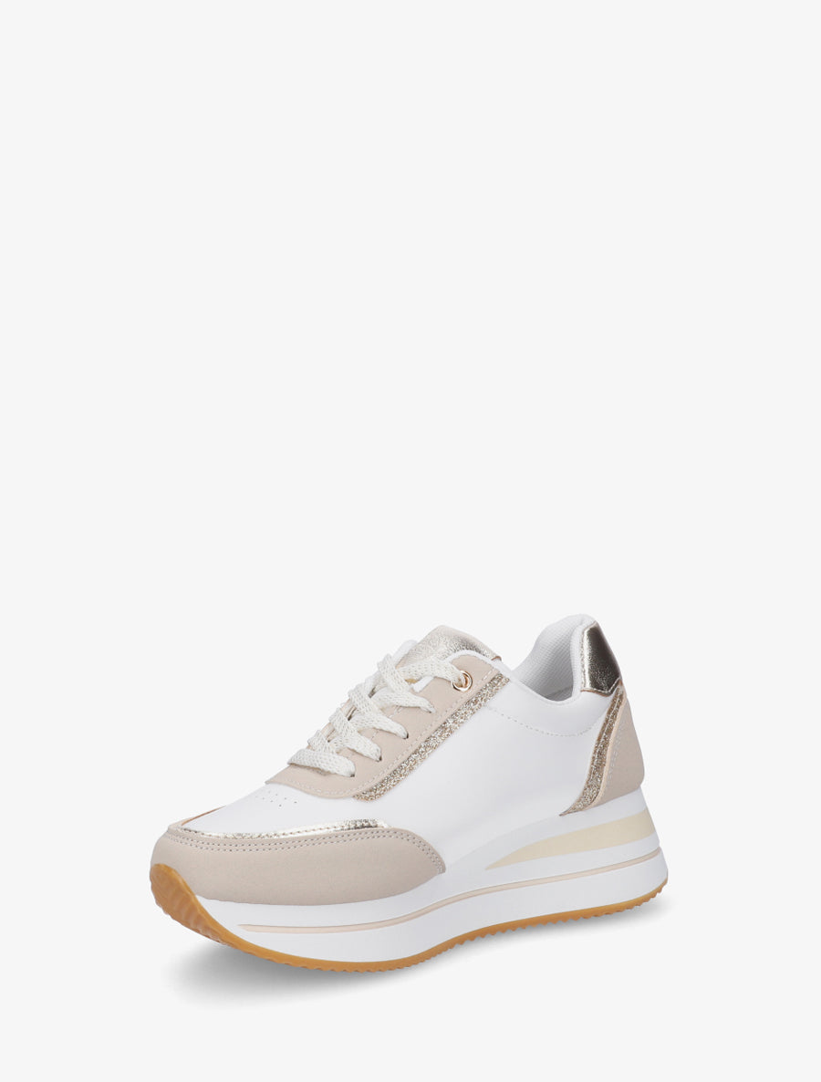 Sneakers à motif coeur et lacets stylisés - Taupe - 3