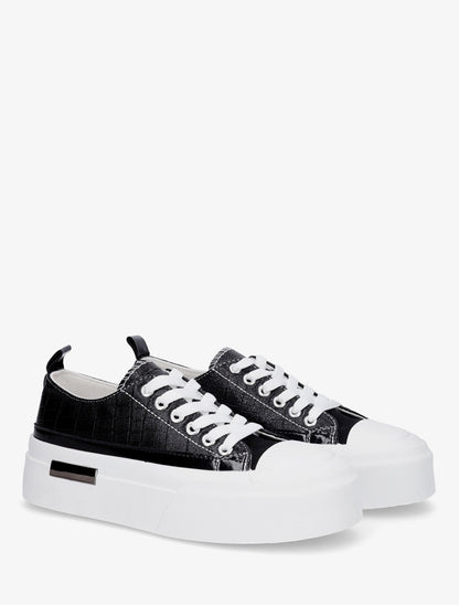 Sneakers à plaforme et texturé - Noir - 4