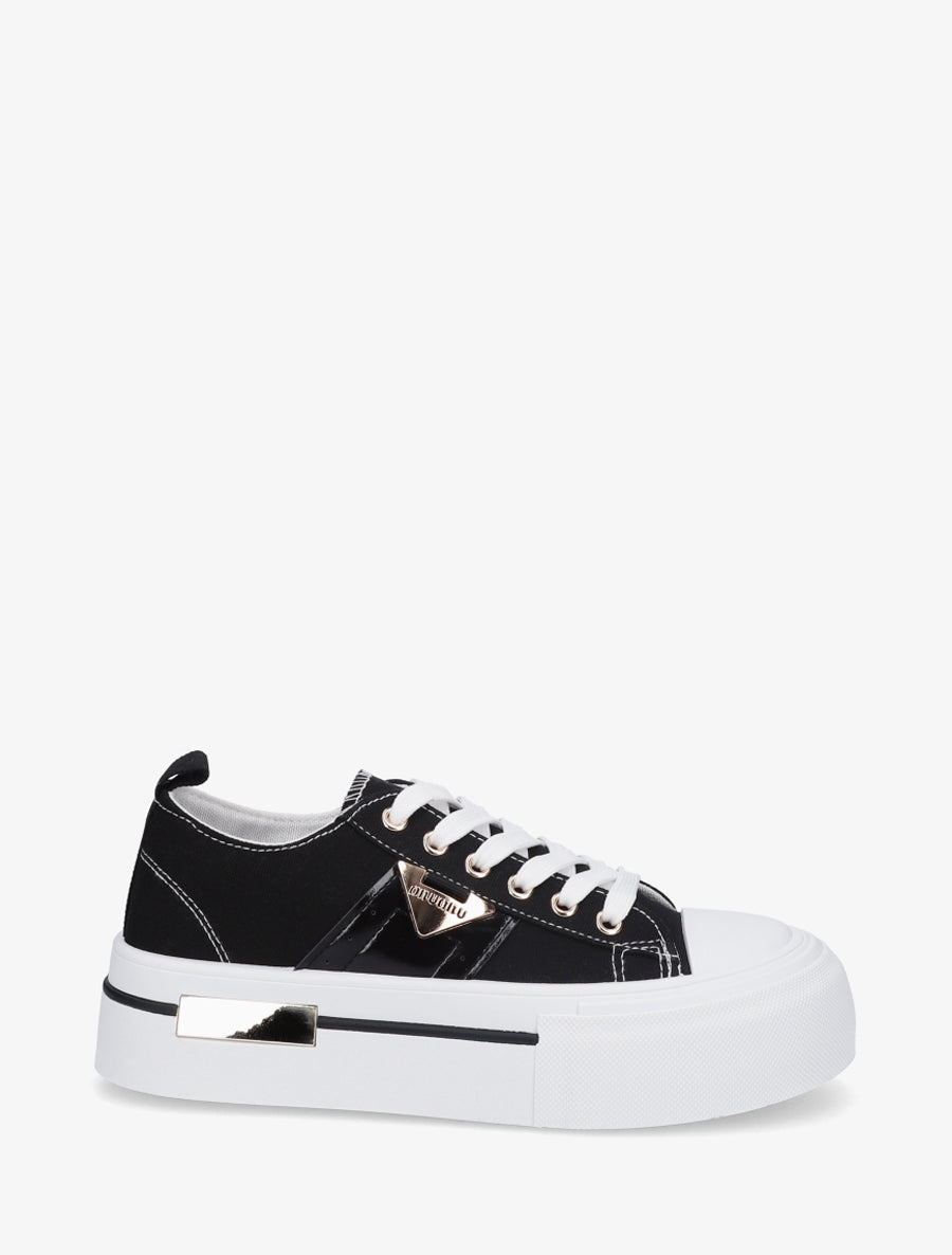 Sneakers unies à plaforme - Noir - 1