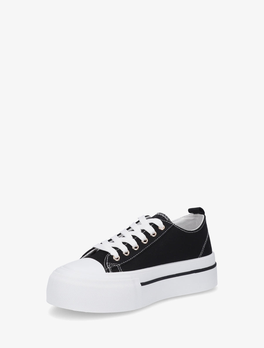 Sneakers unies à plaforme - Noir - 3