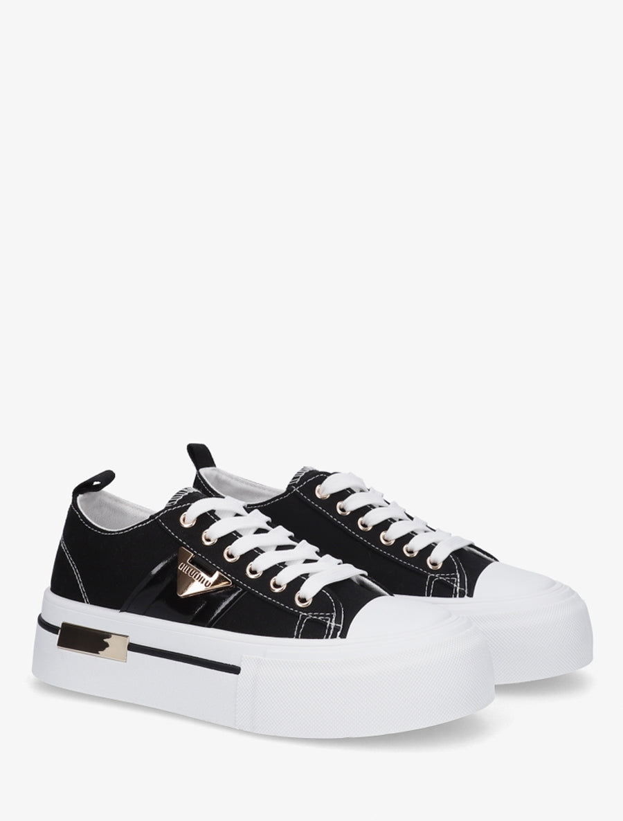 Sneakers unies à plaforme - Noir - 4