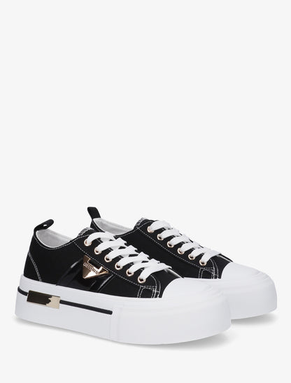 Sneakers unies à plaforme - Noir - 4