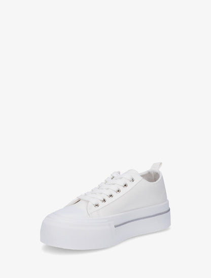 Sneakers unies à plaforme - Blanc - 3