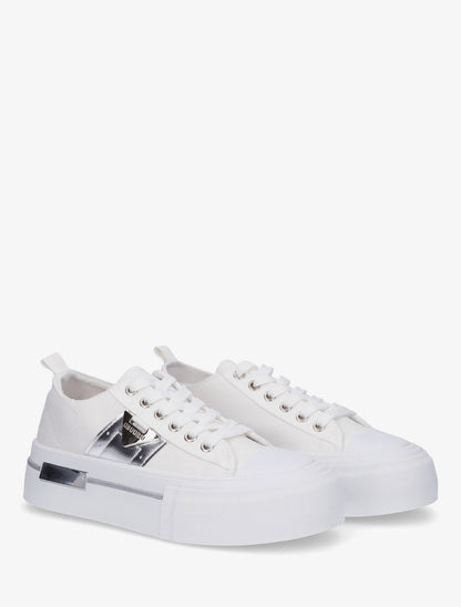 Sneakers unies à plaforme - Blanc - 4