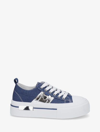 Sneakers unies à plaforme - Bleu - 1