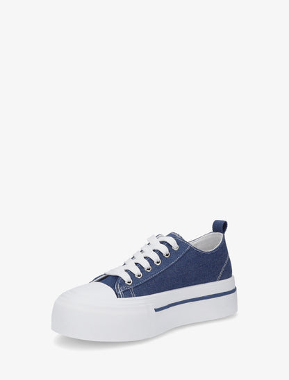 Sneakers unies à plaforme - Bleu - 3