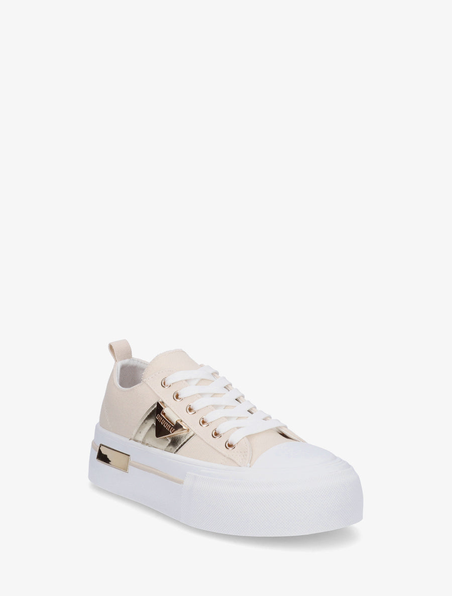 Sneakers unies à plaforme - Beige - 2