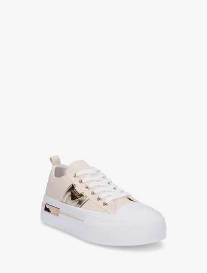 Sneakers unies à plaforme - Beige - 2