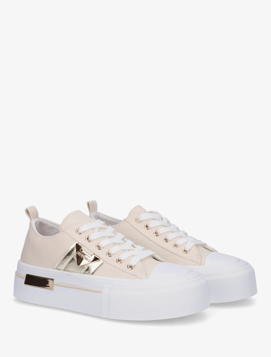Sneakers unies à plaforme - Beige - 4