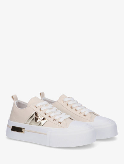 Sneakers unies à plaforme - Beige - 4