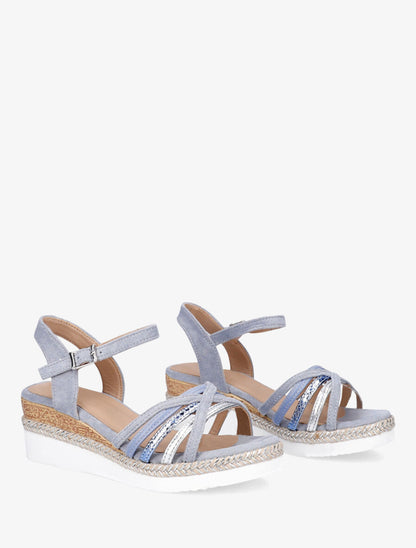 Sandales compensées à brides croisées - Bleu - 4