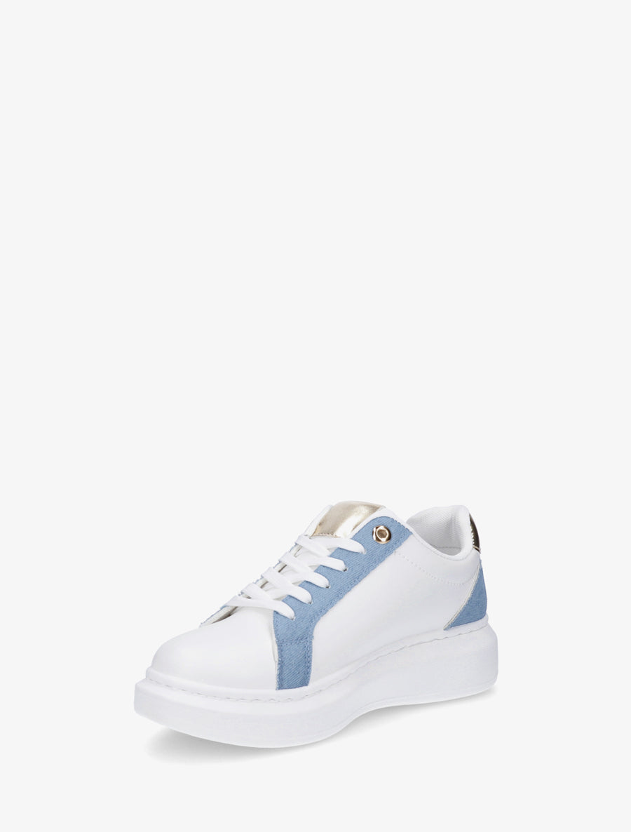 Sneakers en simili à empiècement coeur scratché - Bleu - 3