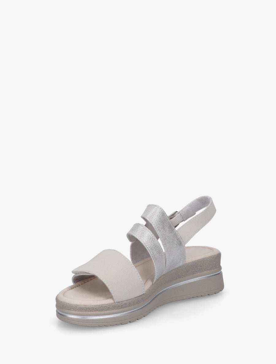 Sandales compensées à bride ajourée irisée - Argent - 3