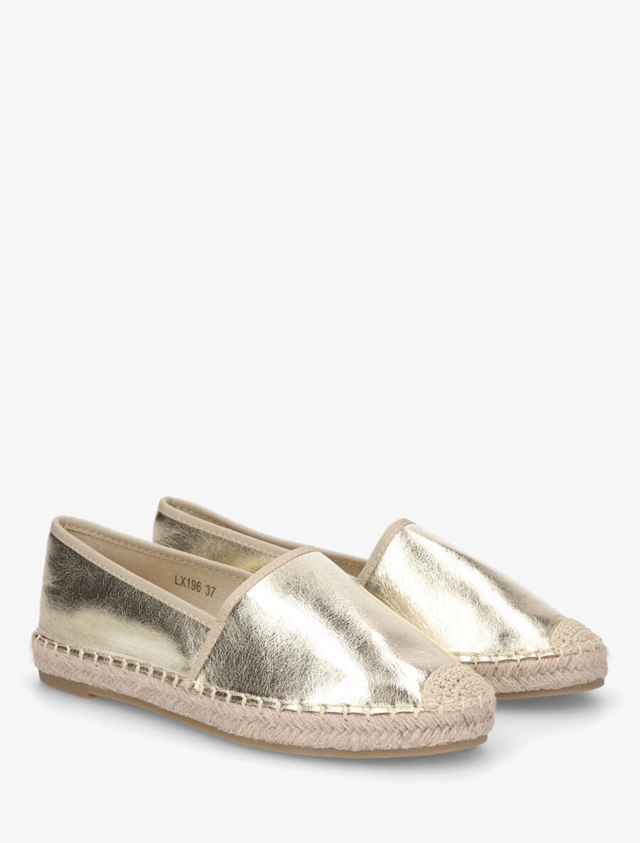 Espadrilles plates en simili nacré - Or - 4