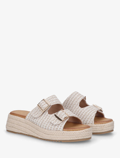 Mules effet osier style espadrille - Beige - 4