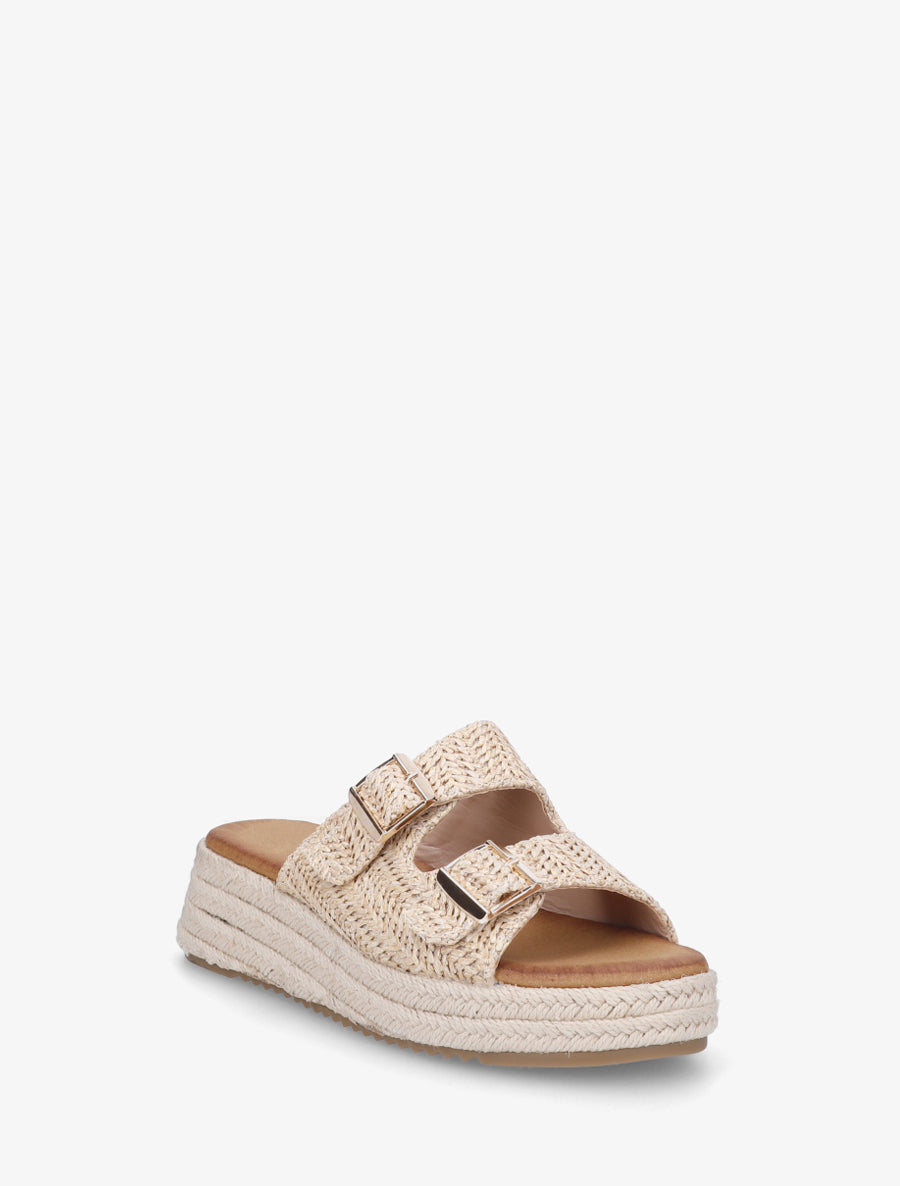 Mules effet osier style espadrille - Taupe - 2