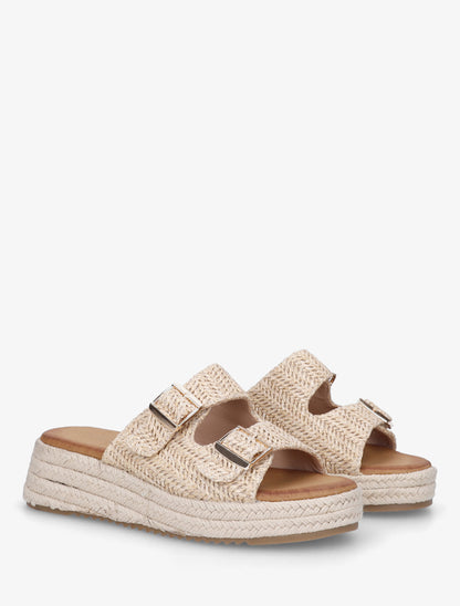 Mules effet osier style espadrille - Taupe - 4