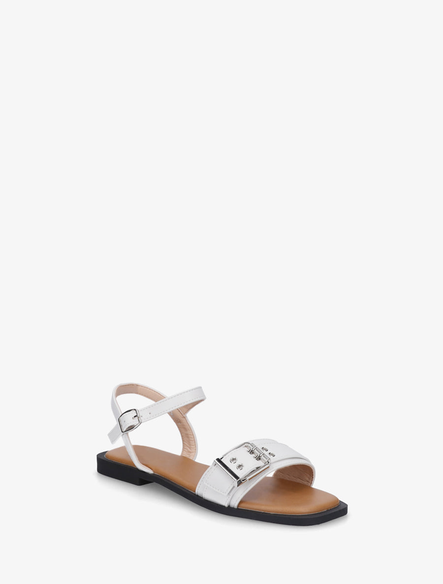 Nu-pieds en simili à tour de cheville - Blanc - 2