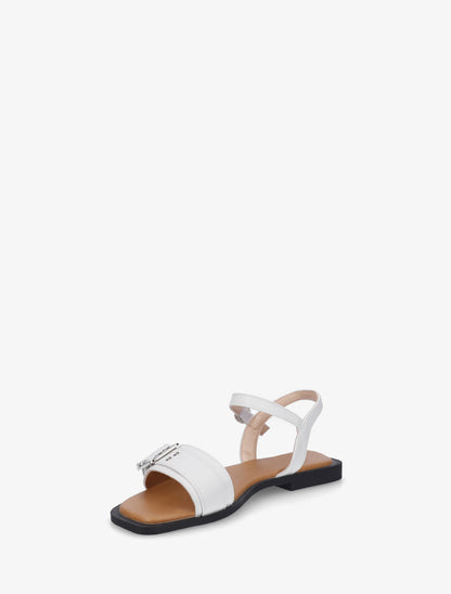 Nu-pieds en simili à tour de cheville - Blanc - 3