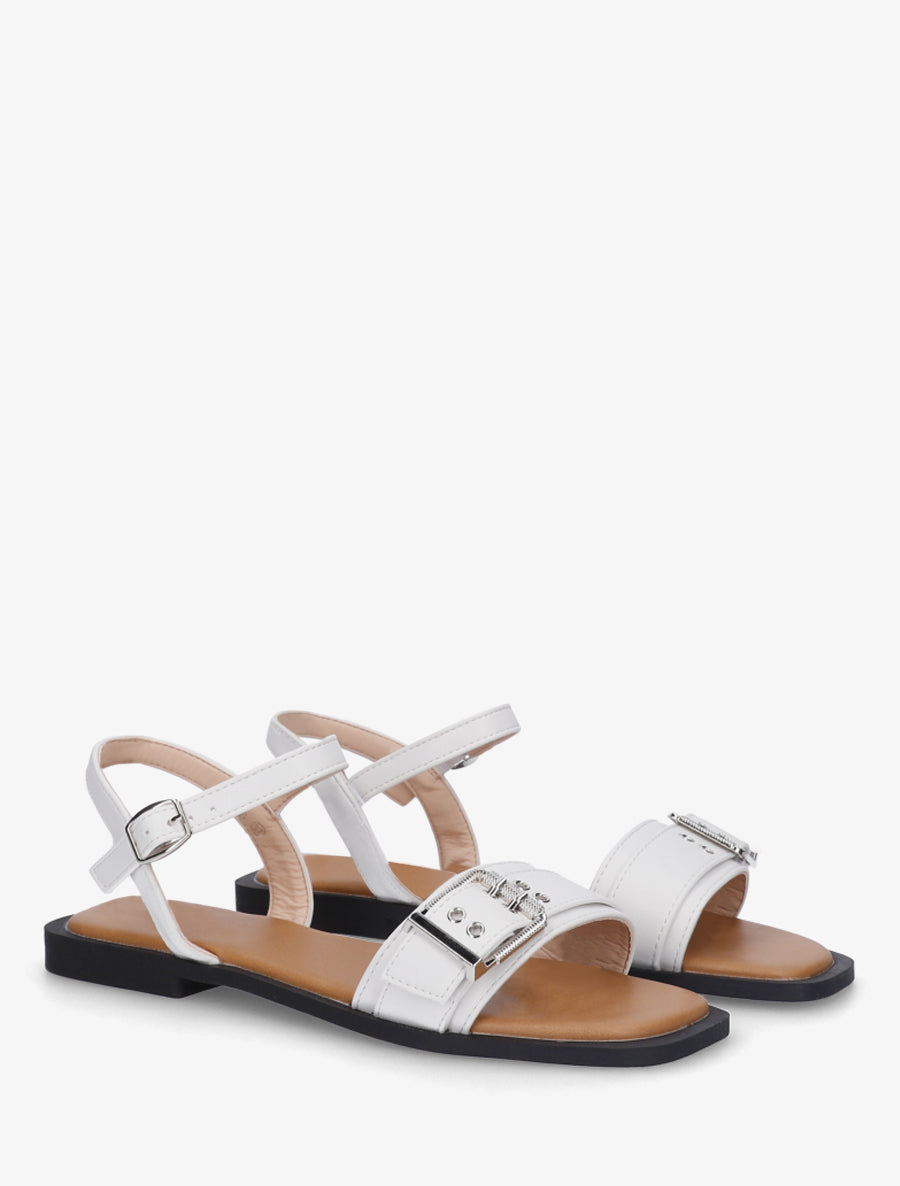 Nu-pieds en simili à tour de cheville - Blanc - 4