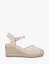 Sandales compensées effet quadrillage - Beige - 1
