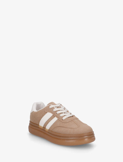 Sneakers plates effet nubuck à bandes contrastantes - Camel - 2