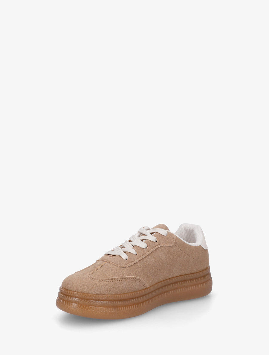 Sneakers plates effet nubuck à bandes contrastantes - Camel - 3