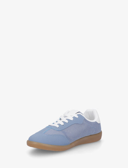 Sneakers plates en tissu à bandes contrastantes - Bleu - 3
