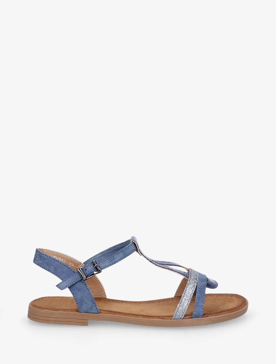 Nu-pieds effet python à paillettes - Bleu - 1