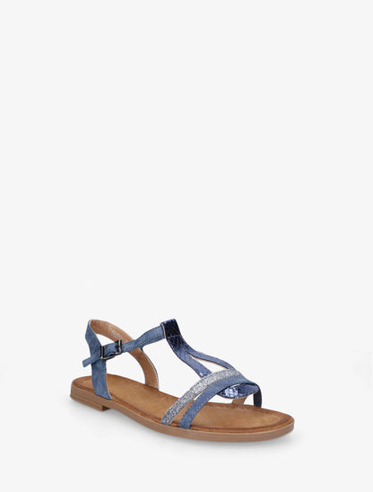 Nu-pieds effet python à paillettes - Bleu - 2