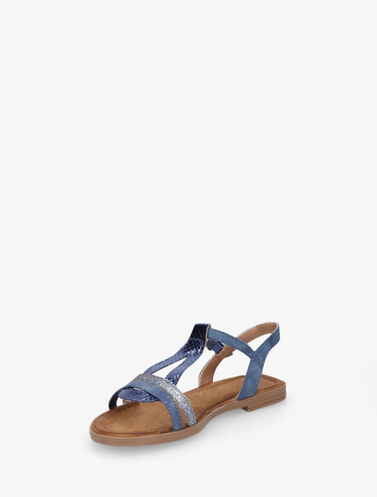 Nu-pieds effet python à paillettes - Bleu - 3