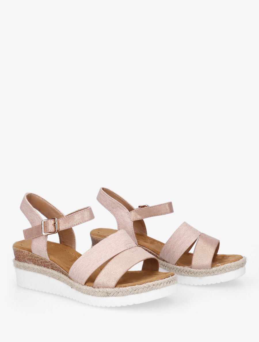 Sandales irisées à talon compensé - Rose - 4