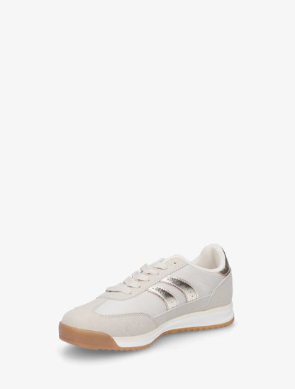 Sneakers en simili à empiècement effet nubuck - Beige - 3