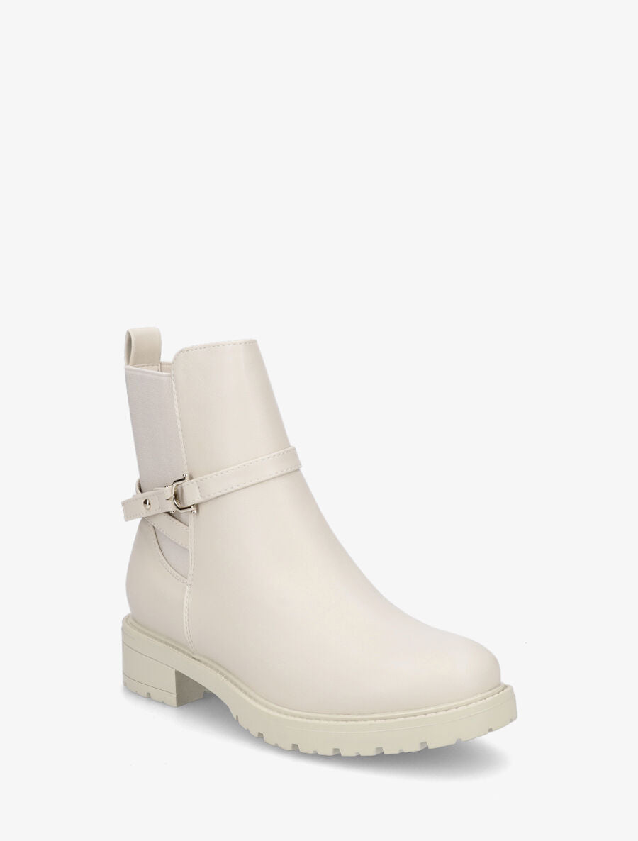 Bottines unies en simili - Beige - 2
