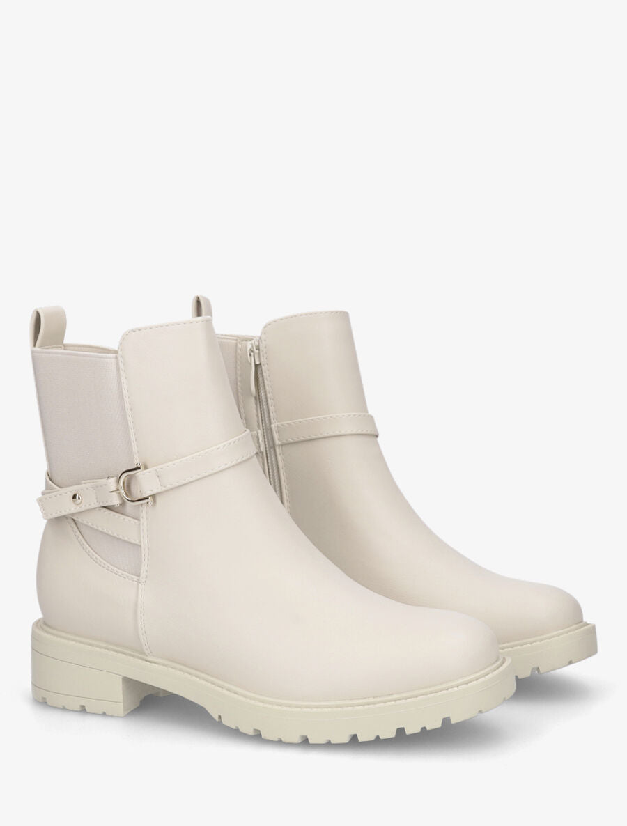 Bottines unies en simili - Beige - 4