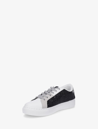 Sneakers en simili à motif étoile - Noir - 3