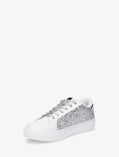 Sneakers en simili à motif étoile - Argent - 3