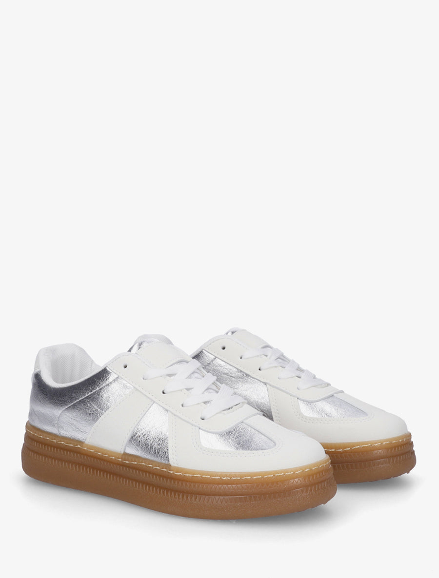 Sneakers irisées à détail contrastant - Argent - 4